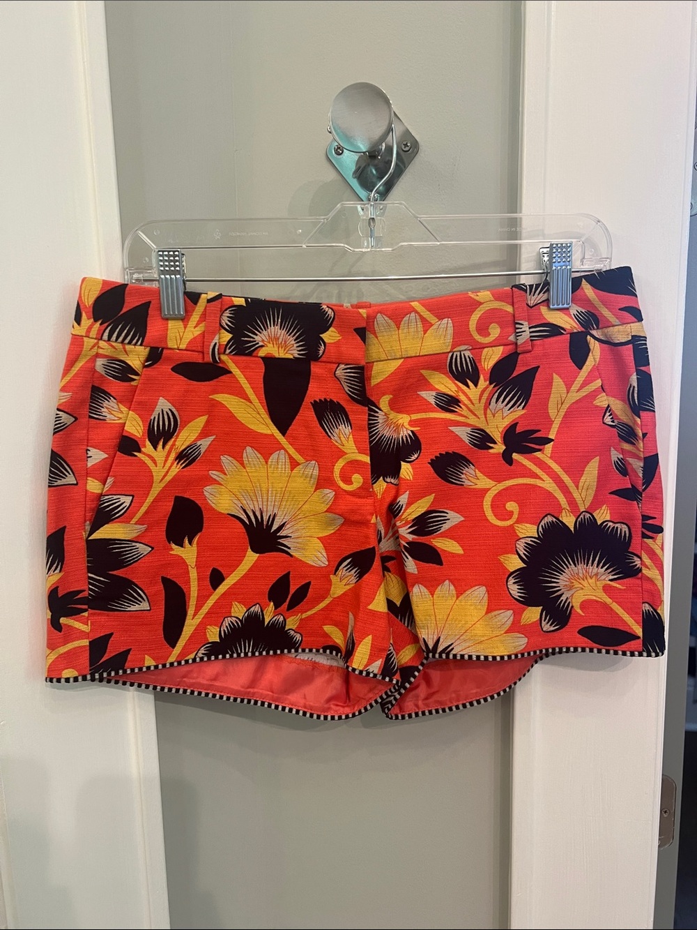 J. Crew Floral Bermuda Shorts in Coral, Yellow and Black